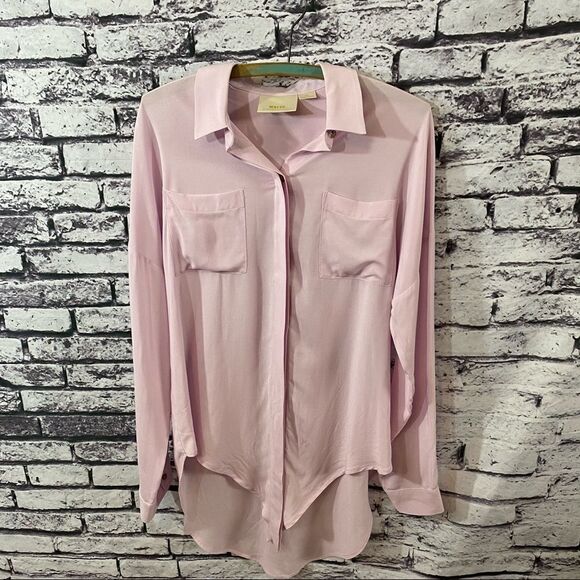 MAEVE Sandbridge Button Down Hi Low Tie Blouse - Picture 2 of 8